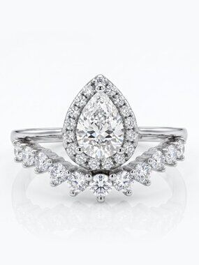 Bridal Ring with Halo Ring 925 Sterling Silver Charmed Aroma